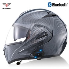 Capacete Bluetooth modular flip-up motocicleta imitação fibra de carbono DOT comprar usado  Enviando para Brazil