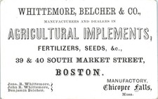 Whittemore, Belcher & Co. Cartão comercial de estoque revestido de implementos agrícolas Boston, usado comprar usado  Enviando para Brazil