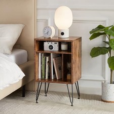 Mesa lateral Soohow com armazenamento, mesa final com pernas de metal, mesa toca-discos f comprar usado  Enviando para Brazil