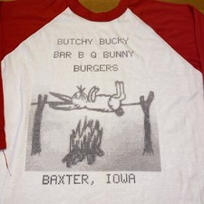 Camiseta Vintage Ponto Único Barra B Q Bunny Burgers Manga 3/4 Tamanho Médio comprar usado  Enviando para Brazil