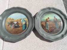 Assiettes étain décor d'occasion  Fécamp