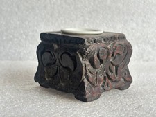 Usado, RARO SUPORTE DE VELA ANTIGO VINTAGE ESCULPIDO À MÃO FLORAL MADEIRA MACIÇA TAMPO DE MESA. comprar usado  Enviando para Brazil