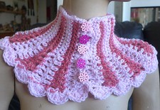  Cachecol colarinho feito à mão croche capelet lã acrílica cores rosa novo padrão presente comprar usado  Enviando para Brazil