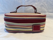 Usado, Bolsa de maquiagem RAFE NY listrada com zíper ao redor ou bolsa de viagem com espelho comprar usado  Enviando para Brazil