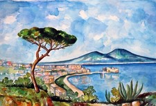 Acquerello golfo napoli usato  Napoli