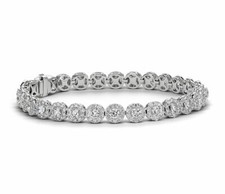 Magníficas pulseiras de halo de tênis de zircônia cúbica corte único excelente 8,74 CT comprar usado  Enviando para Brazil