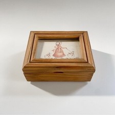 Caixa multiuso vintage de madeira com moldura no topo joalheria anel guardião comprar usado  Enviando para Brazil