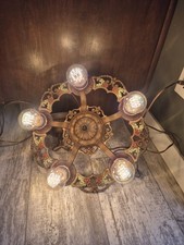 Usado, Candelabro elétrico antigo de ferro fundido 5 braços luminária de teto acabamento desligado comprar usado  Enviando para Brazil