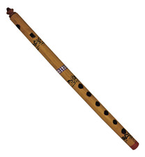 Flauta de bambú hecha a mano Bansuri 14" instrumento musical tradicional indio viento de madera segunda mano  Embacar hacia Mexico