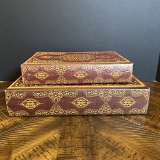 Conjunto de 2 caixas de livros de couro sintético ornamentadas armazenamento oculto estilo vintage comprar usado  Enviando para Brazil