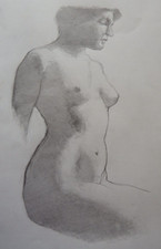 Figura de desenho a lápis estudo de uma mulher sentada nua depois de John Vanderpoel comprar usado  Enviando para Brazil