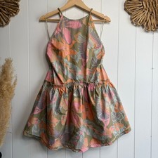 Mini vestido Free People floral babado algodão costas abertas plissado tropical pequeno comprar usado  Enviando para Brazil