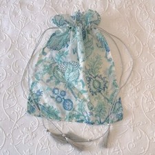 Bolsa de presente azul e verde gaze boho floral paisley cordão com cordões de prata comprar usado  Enviando para Brazil