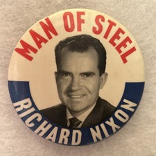 Man Of Steel Richard Nixon 3 1/2” pino de botão pinback **escasso** comprar usado  Enviando para Brazil