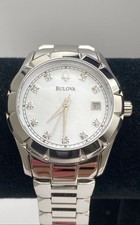 Relógio feminino Bulova 30mm WR branco mostrador esfregão data aço inoxidável 71g comprar usado  Enviando para Brazil