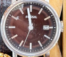 Skórzany pasek kwarcowy HAU "Fossil", dobry stan tylko szkło z zadrapaniami (358-2027), używany na sprzedaż  Wysyłka do Poland