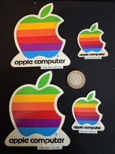 Lote de 4 adesivos antigos de computador da Apple, usado comprar usado Lote de 4 adesivos antigos de computador da Apple, usado comprar usado  Enviando para Brazil