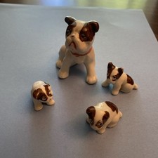 Estatueta vintage de buldogue francês mãe e 3 filhotes selo branco marrom vermelho Japão comprar usado  Enviando para Brazil