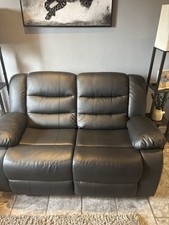 Black leather sofa for sale  WREXHAM