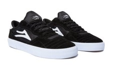 Sapatos de skate Lakai Footwear Cambridge preto branco camurça tênis com fones de ouvido GRÁTIS, usado comprar usado  Enviando para Brazil