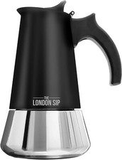 THE LONDON SIP 6 XÍCARAS FOGÃO AÇO INOXIDÁVEL MÁQUINA DE CAFÉ EXPRESSO PRETO FOSCO comprar usado  Enviando para Brazil
