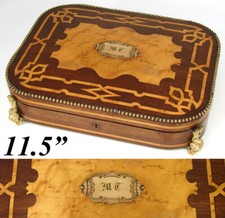 Antiga caixa de joias ou escrivaninha francesa Napoleão III Era 11,5", linda marchetaria  comprar usado  Enviando para Brazil