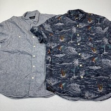 Pacote de Camisa Masculina Lucky Brand Ajuste Clássico L Chambray Surf Floral Botão-Up comprar usado  Enviando para Brazil