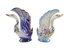 Novo Conjunto de 2 Guardanapos Vintage Cisne Iridescente Cerâmica Lusterware Flores.. comprar usado  Enviando para Brazil