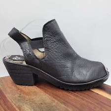 Sandalias Fly London Wena para mujer 42/10,5 cuero negro cómodo peep boot botín segunda mano  Embacar hacia Argentina