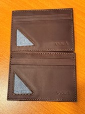 Usado, Carteira bi-dobrável marrom azul - fina, minimalista - tecido upcycled denim e couro comprar usado  Enviando para Brazil
