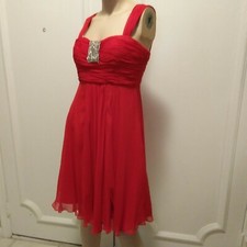 Vestido de cintura BASIX Black Label vermelho seda chiffon império tamanho 6 comprar usado  Enviando para Brazil