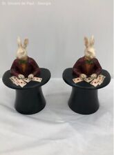 Par Vintage de Blackjack White Rabbit Dealer de Poker In Top Hat Heavy Bookends comprar usado  Enviando para Brazil