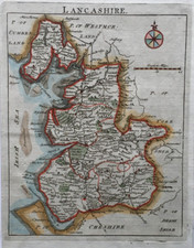 Lancashire map c1700 for sale  UK