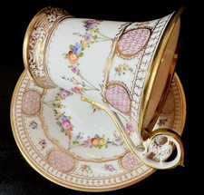 Xícara e pires de cabo de águia pintados à mão Dresden Donath & Co. 🌸 comprar usado  Enviando para Brazil
