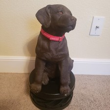 Escultura Vintage Sandicast Tamanho Grande Chocolate Labrador Filhote Sentado Assinada comprar usado  Enviando para Brazil