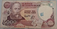 Colombia banconota 5000 usato  Ruvo di Puglia
