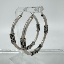 Sterling Silver Large Bali Balinese Hoop Tribal Earrings 41mm 9g comprar usado Sterling Silver Large Bali Balinese Hoop Tribal Earrings 41mm 9g comprar usado  Enviando para Brazil