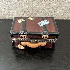 Usado, Mala porta-malas bugigangas caixa joias pequena tampa miniatura 3” marrom mundo adesivos comprar usado  Enviando para Brazil