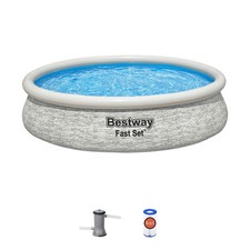 Conjunto rápido Bestway 12' x 30" inflável empilhado pedra piscina conjunto (caixa aberta) comprar usado  Enviando para Brazil