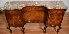 Antiga mesa de maquiagem/vaidade francesa Louis XV da década de 1910 incrustada em madeira acetinada e tampo de mármore comprar usado  Enviando para Brazil