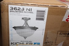 Iluminación de techo semi rasante de vidrio redondo Kichler Dover níquel cepillado 3623NI segunda mano  Embacar hacia Mexico