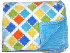 Cobertor de bebê de pelúcia Little Miracles Costco azul água laranja amarelo verde quadrados comprar usado  Enviando para Brazil