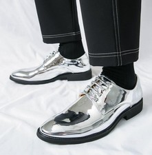 Usado, Men's Gold Silver Almond Toe Lace Up Formal Dress Party Wedding Shoes Block Heel comprar usado Usado, Men's Gold Silver Almond Toe Lace Up Formal Dress Party Wedding Shoes Block Heel comprar usado  Enviando para Brazil