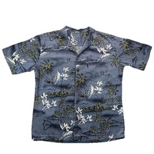 Usado, Camisa masculina Palmwave Havaí mapa ilha azul surfista floral AOP Aloha grande comprar usado  Enviando para Brazil