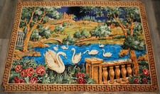 Tapete de tapeçaria vintage belga grande 57x75" PICTORIAL ponte do castelo do lago dos cisnes comprar usado  Enviando para Brazil