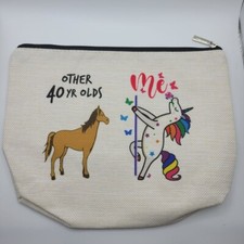 Bolsa de maquiagem cavalo unicórnio 40 anos 10 x 8 bolsa de lona com zíper dança aniversário comprar usado  Enviando para Brazil