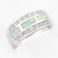 Anel de casamento feminino goegeous brilhante prata esterlina 925 branco opala fogo pedras preciosas tamanho 8 comprar usado  Enviando para Brazil