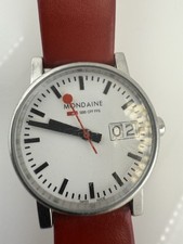 Mondaine MSE35110LC relógio de quartzo unissex analógico 35mm pulseira de couro vermelha comprar usado  Enviando para Brazil