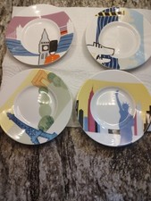 4 placas de porcelana Studio Nova Around The World Londres, Nova York, Paris, Veneza., usado comprar usado  Enviando para Brazil