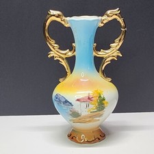 Vaso português vintage Pereiras Valado pintado de porcelana cabo duplo 7"" de altura comprar usado  Enviando para Brazil